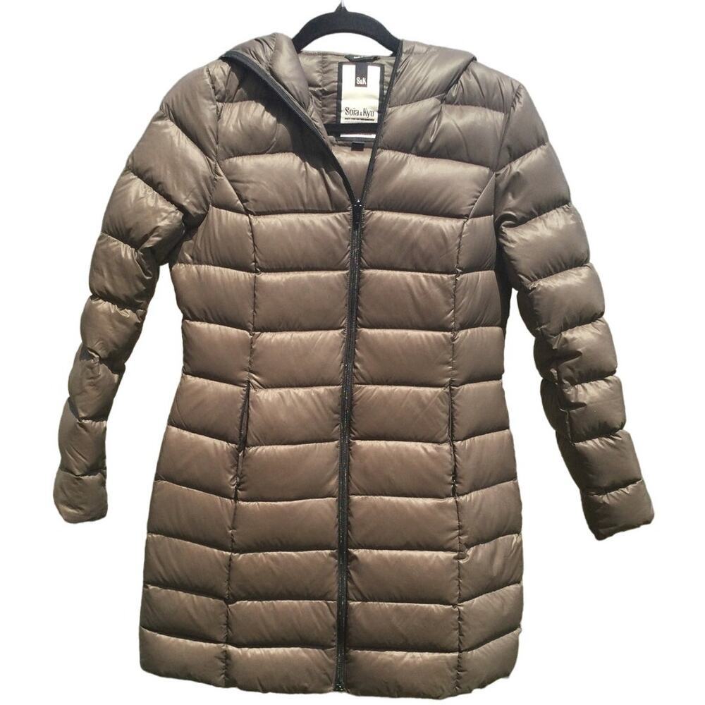 Soia & Kyo lightweight hooded coat women M water repellent puffer down long coat